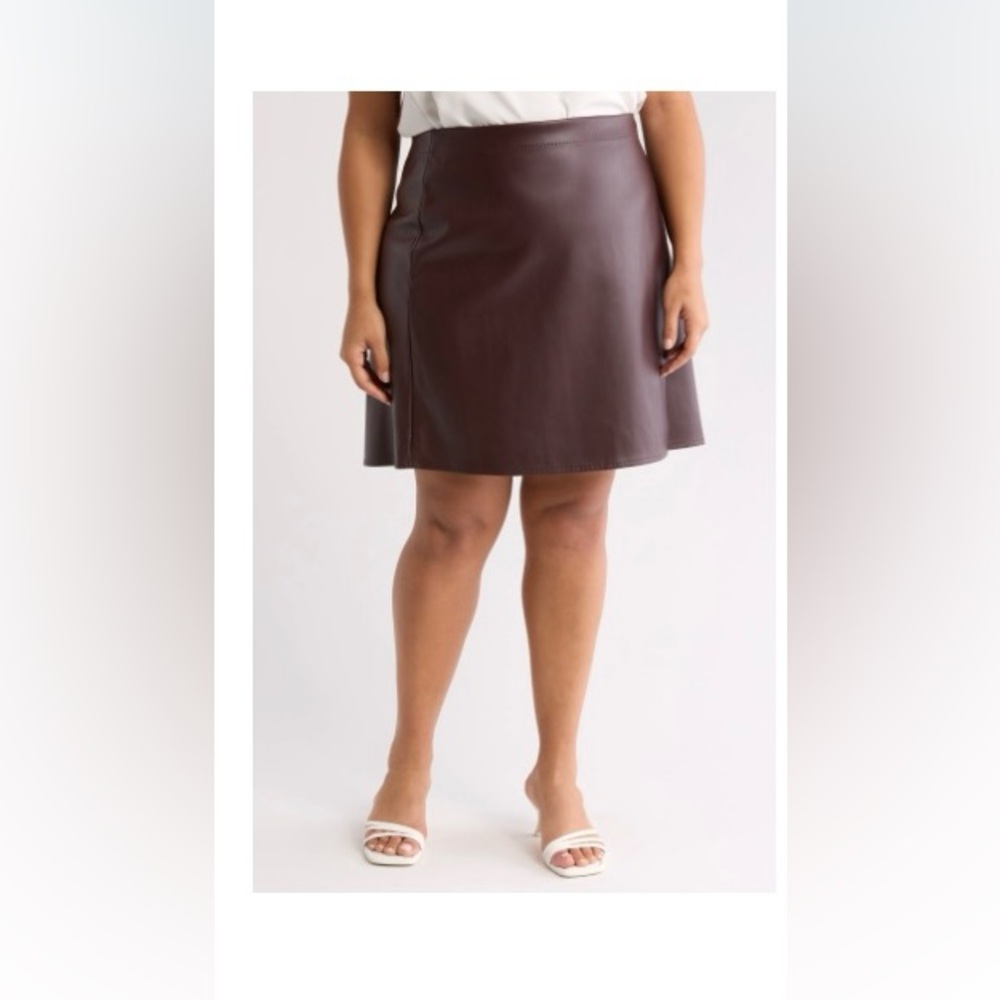 Max Studio Faux Leather Mini-Skirt - wine